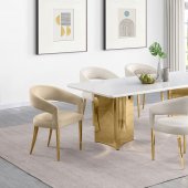 Tevlin Dining Table 108261 in White & Gold by Coaster w/Options