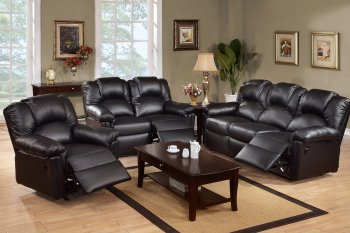 F6672 Motion Sofa Black Bonded Leather by Boss w/Options [PXS-F6672]