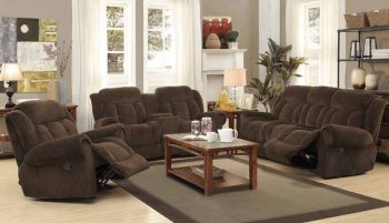 Reige 601594 Motion Sofa in Chocolate Fabric - Coaster w/Options [CRS-601594 Reige]