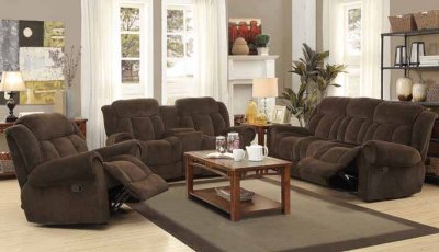 Reige 601594 Motion Sofa in Chocolate Fabric - Coaster w/Options