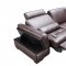 445 Motion Sectional Sofa Brown Leather by ESF w/Power Recliner