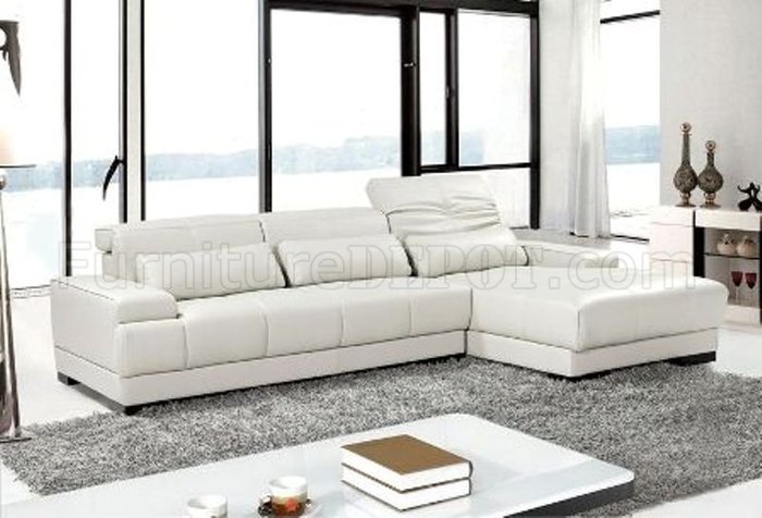 SF6008 Sectional Sofa in White Leather by At Home USA