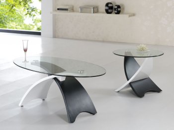 Two-Tone Black & White Contemporary Coffee Table W/Glass Top [AECT-32C Black & White]