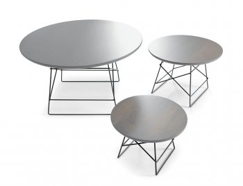 Light Grey Modern 3Pc Coffee Table Set w/Metal Legs [INCT-Grid-Grey]