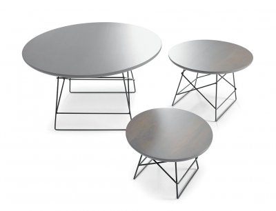 Light Grey Modern 3Pc Coffee Table Set w/Metal Legs