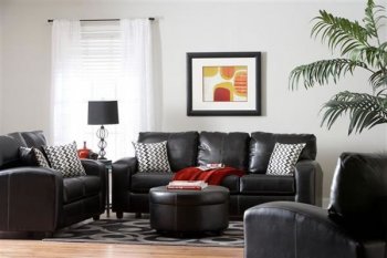 1020 Modern Black Bonded Leather Sofa w/Options [EGS-1020]