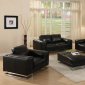 Black Full Leather Modern Living Room w/Stylish Metal Legs