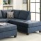 F6989 Sectional Sofa in Dark Blue Fabric by Boss