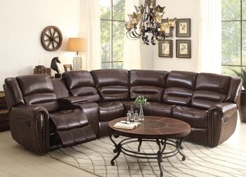 Palmyra Motion Sectional Sofa 8411-CR by Homelegance w/Console [HESS-8411-LCNCR Palmyra]