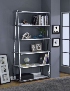 Coleen Bookshelf 92455 in White High Gloss & Chrome by Acme [AMBC-92455 Coleen]