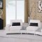 White Leather 5Pc Modern Sectional Sofa W/Glass Top End Tables