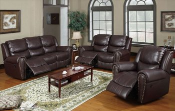 Espresso Bonded Leather Match Reclining Sofa & Loveseat Set [PXS-F7738 Espresso]