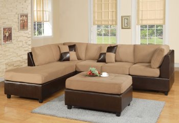 Mocha Fabric Modern Two-Tone Sectional Sofa w/Bycast Base [WDSS-2106-MO]