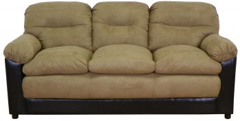 Mocha Fabric and Bicast Modern Loveseat & Sofa Set w/Options [PMS-6350-Mocha]