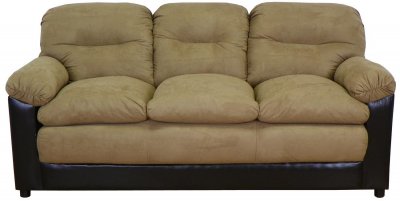 Mocha Fabric and Bicast Modern Loveseat & Sofa Set w/Options