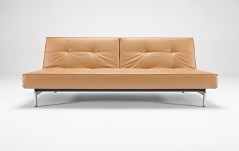 Camel, Black or White Leatherette Modern Sofa Bed By Innovation [INSB-Splitback-Camel]