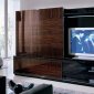 Walnut Zebrano High Gloss Finish Modern Enterntainment Wall Unit