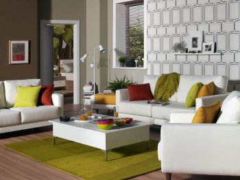 White Fabric Modern Sofa & Loveseat Set w/Optional Items [YAS-Nantes]