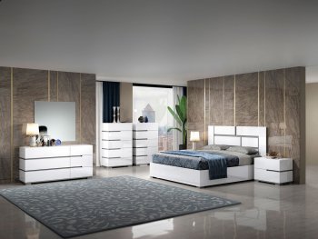 Athena Bedroom in High Gloss White by ESF w/Options [EFBS-Athena White]