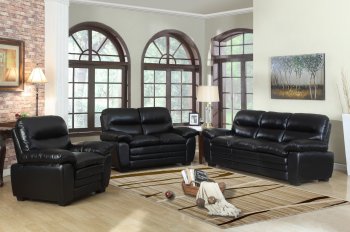 Soho 604 Sofa in Black Bonded Leather w/Optional Items [MRS-604BL Soho]