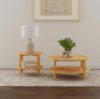 Camillo Coffee Table 3Pc Set 709698 in Maple by Coaster [CRCT-709698 Camillo]