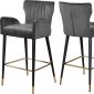 Luxe Counter Stool 792 Set of 2 Grey Velvet Fabric by Meridian