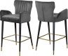 Luxe Counter Stool 792 Set of 2 Grey Velvet Fabric by Meridian