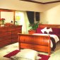 Distress Cherry Finish Contemporary Massive Wooden Bedroom