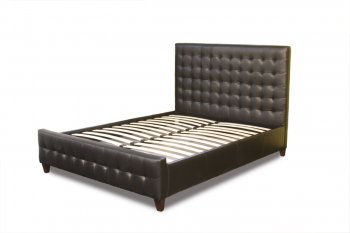 Mocca Bonded Leather Zen Modern Bed w/Oversized Heardboard [DSBS-Zen Mocca]