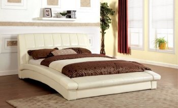 Vizela CM7604IV Platform Bed in Ivory Leatherette [FABS-CM7604IV-Vizela]