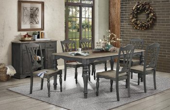 Hyacinth 7Pc Dining Set 5585-78 in Gray & Dark Oak - Homelegance [HEDS-5585-78-Hyacinth]