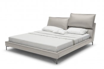 Ascend Upholstered Bed Light Gray Full Leather by Beverly Hills [BHB-Ascend]