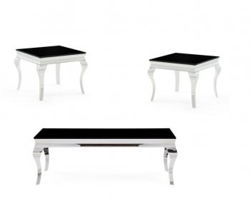 T858 Coffee Table & 2 End Tables Set by Global in Chrome & Black [GFCT-T858CT]