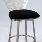 Black Microfiber & Satin Nickel Modern Set of 2 Barstools