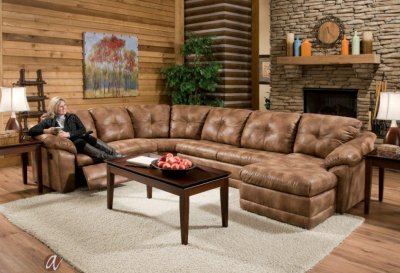 3182 Reclining Sectional Sofa in Almond Leatherette by Albany