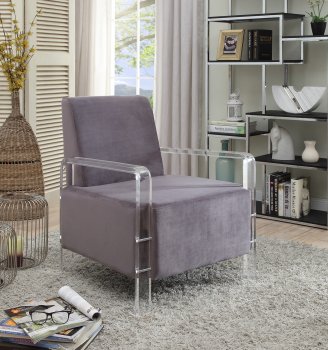 Liam 503 Accent Chair in Grey Velvet Fabric [MRCC-503Grey Liam]