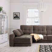 Air Sectional Sofa in Brown Fabric by ESF w/Storage