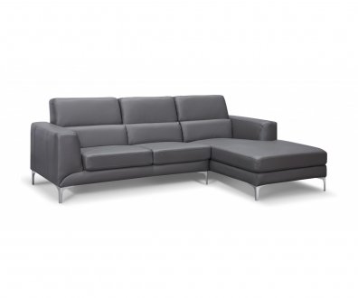 Sydney Sectional Sofa in Gray Faux Leather by Whiteline