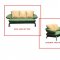 Modern Two-Tone Green and Pale Yellow Leather Living Room Set