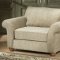 Bone Chenille Fabric Contemporary Living Room w/Bun Wood Feet