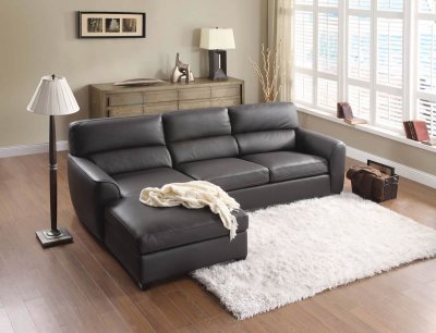 Brown Leather Modern Elegant Sectional Sofa