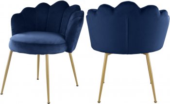 Claire Dining Chair 748 Set of 2 Navy Velvet Fabric by Meridian [MRDC-748 Claire Navy]