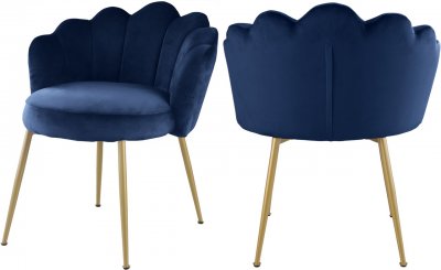 Claire Dining Chair 748 Set of 2 Navy Velvet Fabric by Meridian