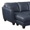 Anthony Sectional Sofa Chaise in Blue Leather Match