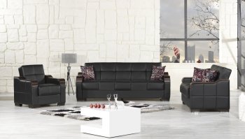 Uptown Sofa Bed in Black PU by Casamode w/Options [CMSB-Uptown-Black-PU]