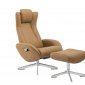 Maya Chair & Ottoman in Camel Leather by J&M Furniture