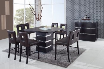 DG072BT Dining Table in Wenge by Global w/Brown Chairs & Options [GFDS-DG072BT Brown]