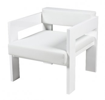 White PU Leather Modern Lounge Chair w/Flat Laquer Frame