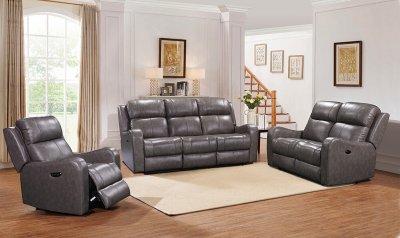 Cortana Power Motion Sofa & Loveseat Set Stone by Leather Italia