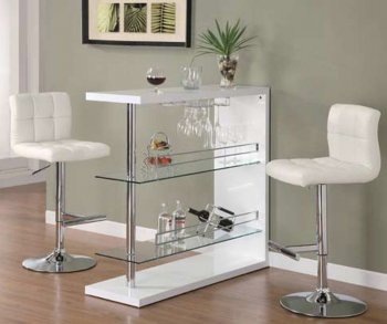 Gloss White Finish Modern Bar Table w/Optional Bar Stools [CRBF-100167]